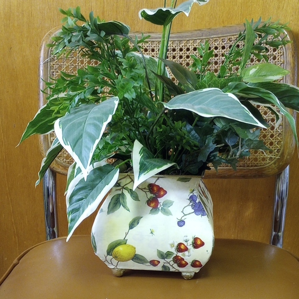 Artificial Plant in Decorative Planter w/ Fruit Design: Strawberry Berry Lemon